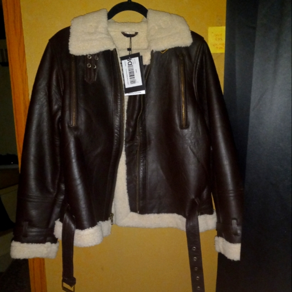 Womens leather winter coat